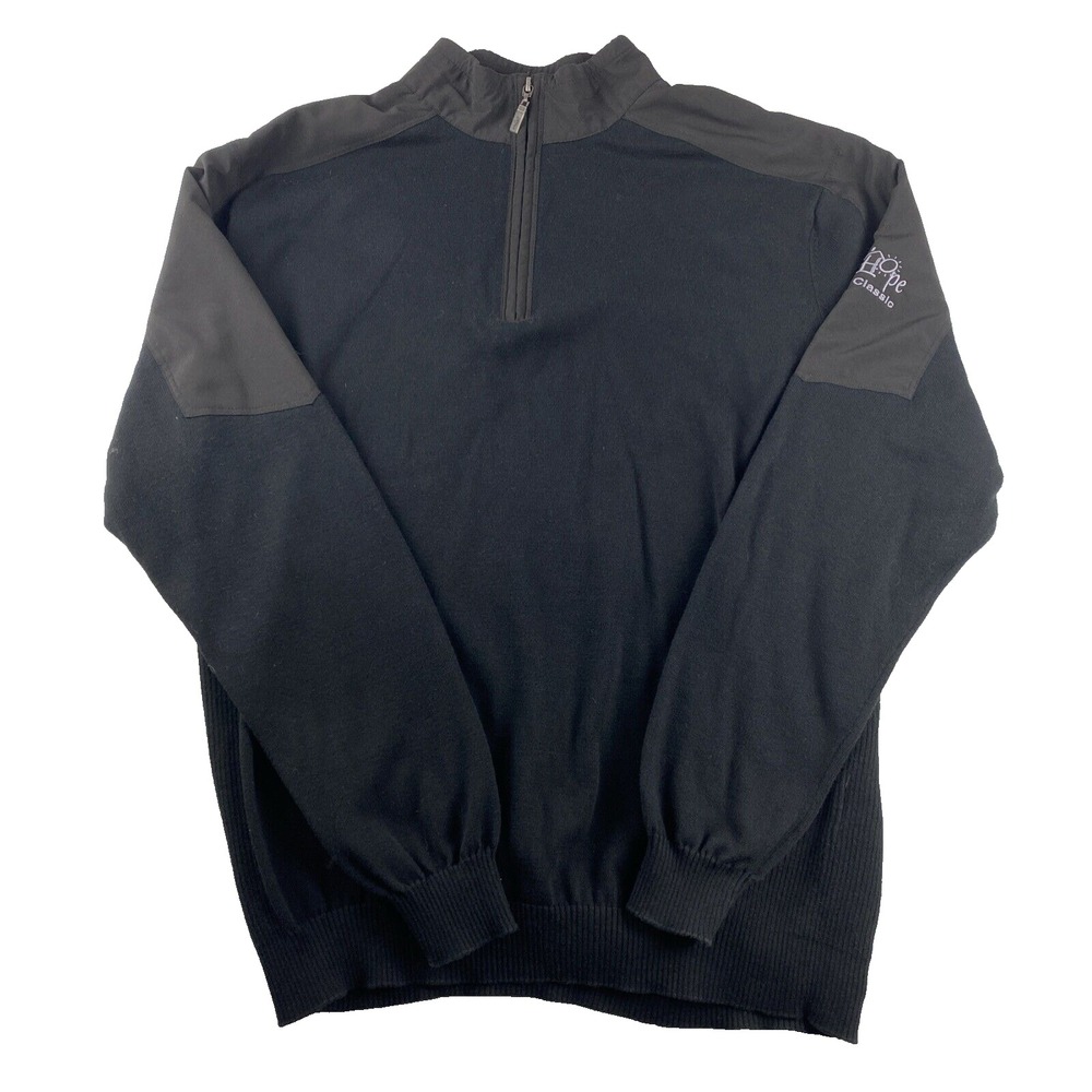 Men's Callaway Golf‎ Sweater Large Pullover Nu Star NuHope Logo 1/4 Zip Black